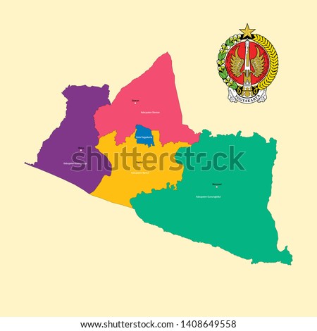 Colored Map and Logo of Special Region of Yogyakarta