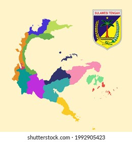 Colored Map and Logo of Sulawesi Tengah (Central Sulawesi)