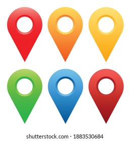 Colored Map Pin Location Set