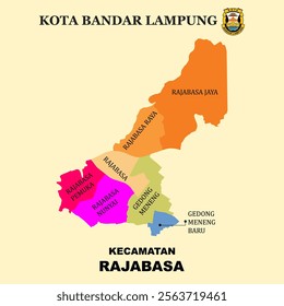 Colored Map of Rajabasa District in Bandar Lampung City