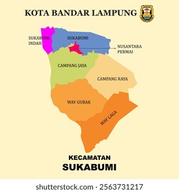 Colored Map of Sukabumi District in Bandar Lampung City