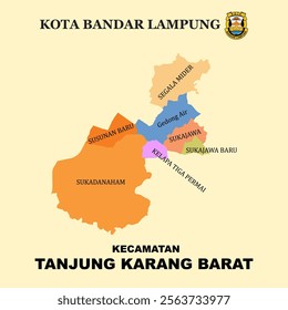 Colored Map of Tanjung Karang Barat District in Bandar Lampung City