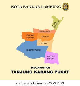 Colored Map of Tanjung Karang Pusat District in Bandar Lampung City