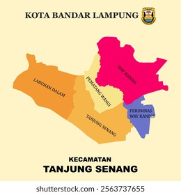 Colored Map of Tanjung Senang District in Bandar Lampung City