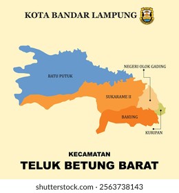 Colored Map of Teluk Betung Barat District in Bandar Lampung City