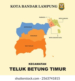 Colored Map of Teluk Betung Timur District in Bandar Lampung City