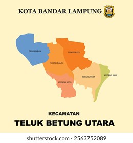 Colored Map of Teluk Betung Utara District in Bandar Lampung City