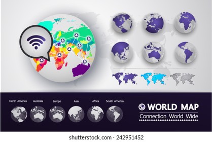 Colored map of the World  connection vector illustration