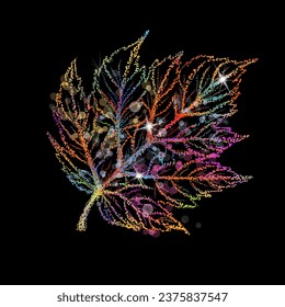 colored maple leaf. Vector illustration. hand drawing. Not AI, Illustrat3