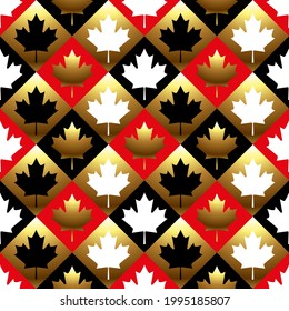 Colored maple leaves in premium style. Seamless background for Canada Day 