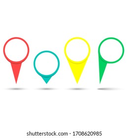 colored mapping pins web buttons and shadow vector icon