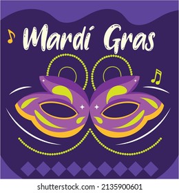 Colored mardi gras poster carnival mask Vector