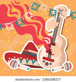 Colored mariachi music style concept background Vector