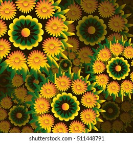 colored Marigold flower on black background