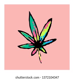 Colored marijuana or cannabis icon. Cannabis leaf vector illustration.