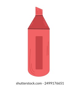 Colored marker for drawing, pink highlighter for school or office. Back to school concept