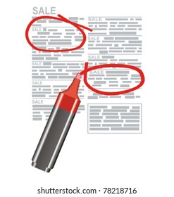 colored marker and newspaper ad