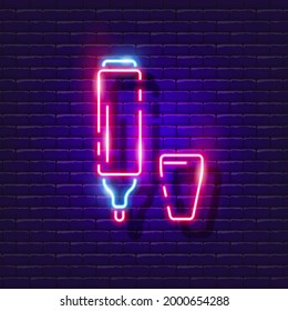 Colored marker pen neon sign. Felt pen glowing icon. Vector illustration for design. Stationery concept.