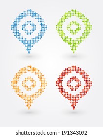 Colored markers on the map pin