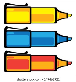 colored markers on white background