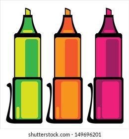 colored markers on white background