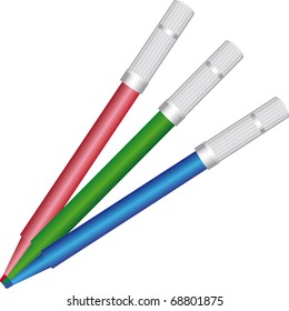 colored markers used in schools by children to draw and color