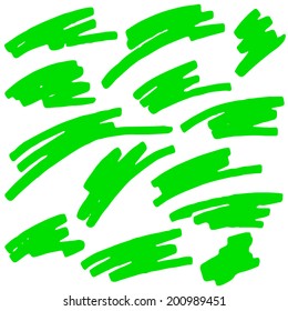 Colored markings of a highlighter pen