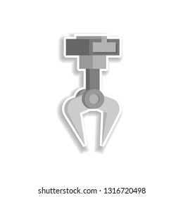 colored mechanical arm production sticker icon. Elements of Production in color icons. Simple icon for websites, web design, mobile app, info graphics