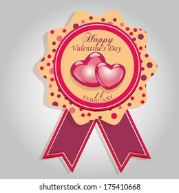 a colored medal with some text, ribbon and hearts for valentine's day