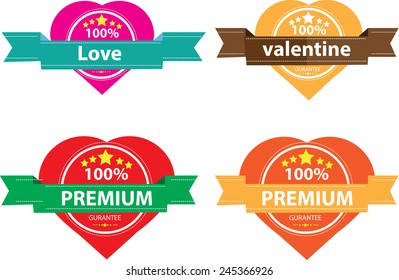 a colored medal with some text, ribbon and hearts for valentine's day