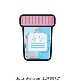colored medical bottle over white