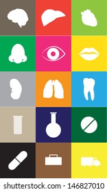 Colored Medical Flat Icons. Vector. Full Editable.