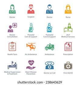 Colored Medical & Health Care Icons Set 1 - Services 