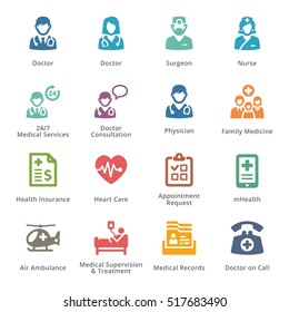 Colored Medical Services Icons Set 1 - Sympa Series