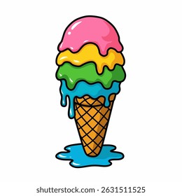 colored melted ice cream vector