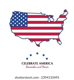 Colored memorial day concept poster Vector illustration