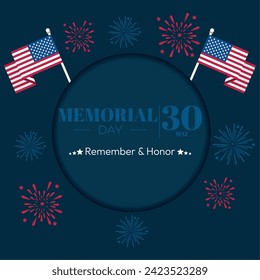 Colored memorial day template card Vector illustration