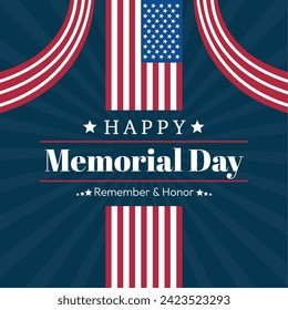 Colored memorial day template card Vector illustration