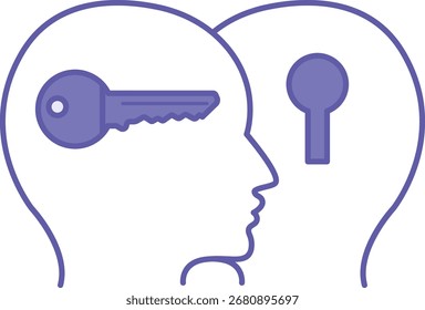 Colored Mentor Icon. Vector Illustration. Man with a Key and Man with a Keyhole. Teacher Imparting Knowledge and Experience. Teacher and Education Concept