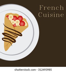 Diseño de menú en color con crepe y texto. Ilustración del vector