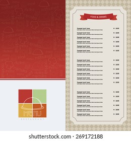 Colored menu design with icons and text. Vector illustration