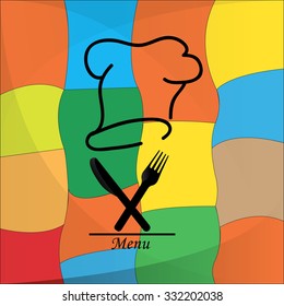 Colored menu design with text and elements