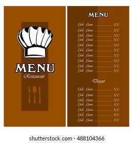 Colored menu design with text and elements, Vector illustration