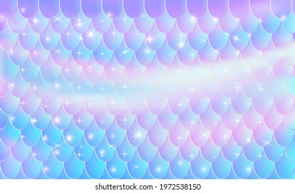 Colored mermaid scales, fish scales. Fantasy background in sparkling stars for design. Vector illustration. Vector illustration for children.