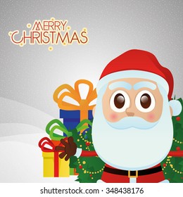 Colored merry christmas card with text and traditional elements