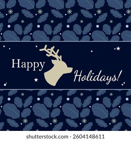 Colored merry christmas poster with reindeer silhouette Vector