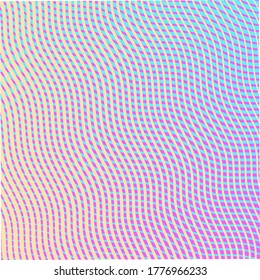 Malla coloreada fondo de gradiente de arco iris reticulado con efecto de cámara luminosa lineal ondulada. Textura contemporánea de cuadrícula para salvapantallas de fondo web, accesorios móviles, diseño de sitios web, embalaje, paquete. 