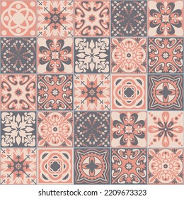 Colored Mexican Ceramic Tile, Pink Gray Beige Pastel Color, Azulejo Mosaic Tile For Wall Decoration.