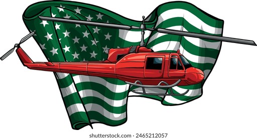 diseño de Ilustración vectorial de vuelo de helicóptero militar de color