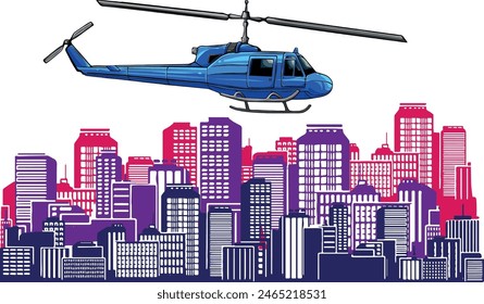 colored military helicopter flying vector illustration design